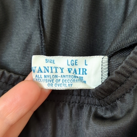 Vanity Fair 80's Vintage Silky Lace Trim High Waisted Mini Slip Skirt Black L - Picture 6 of 8